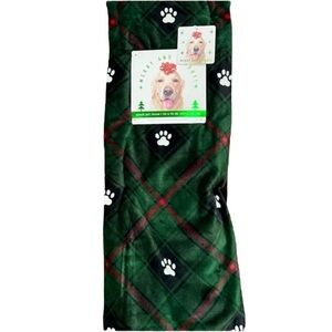 PETS - Merry & Bright - ‘Paw Print - Green’ plush throw. 50” x 70”. NWT Firm!